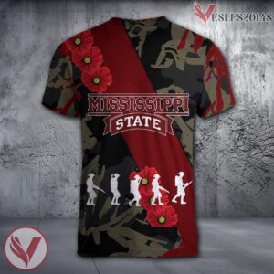 Mississippi State Bulldogs NCAA With Red Poppy Flower 3D Shirt, Unique Gift For Fans - Vesles2014S 1