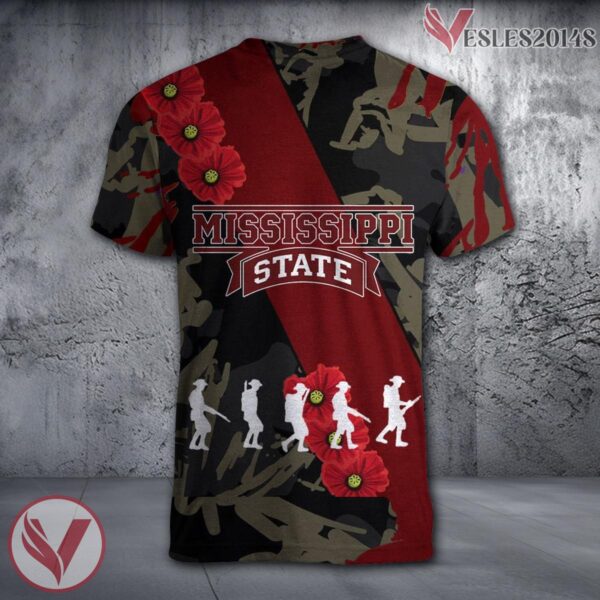 Mississippi State Bulldogs NCAA With Red Poppy Flower 3D Shirt, Unique Gift For Fans - Vesles2014S 1