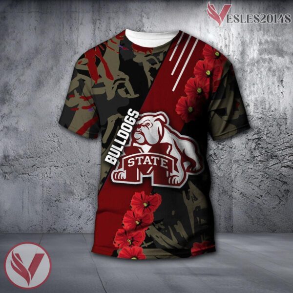Mississippi State Bulldogs NCAA With Red Poppy Flower 3D Shirt, Unique Gift For Fans - Vesles2014S