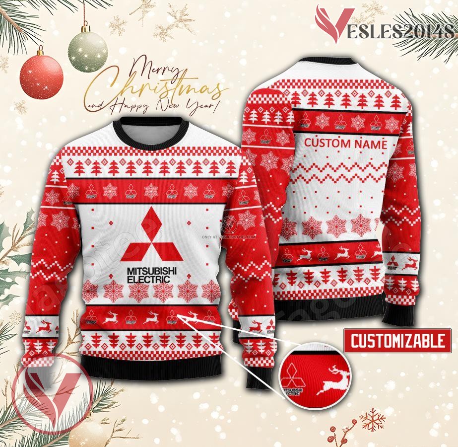 Mitsubishi Electric Logo Personalized Ugly Christmas Sweater, Unique Gift For Fans - Vesles2014s