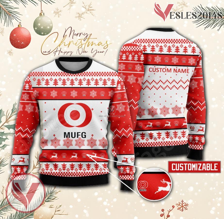 Mitsubishi UFJ Financial Group Logo Personalized Ugly Christmas Sweater, Unique Gift For Fans - Vesles2014s