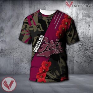 Montana Grizzlies NCAA With Red Poppy Flower 3D Shirt, Unique Gift For Fans - Vesles2014S