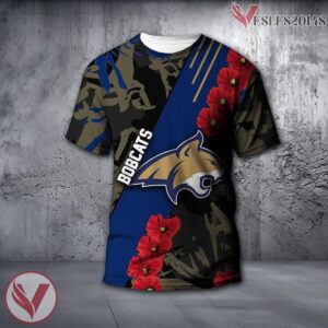 Montana State Bobcats NCAA With Red Poppy Flower 3D Shirt, Unique Gift For Fans - Vesles2014S