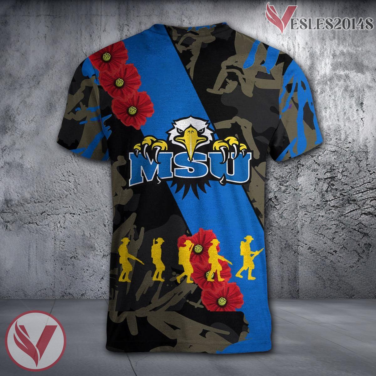 Morehead State Eagles NCAA With Red Poppy Flower 3D Shirt, Unique Gift For Fans - Vesles2014S 1
