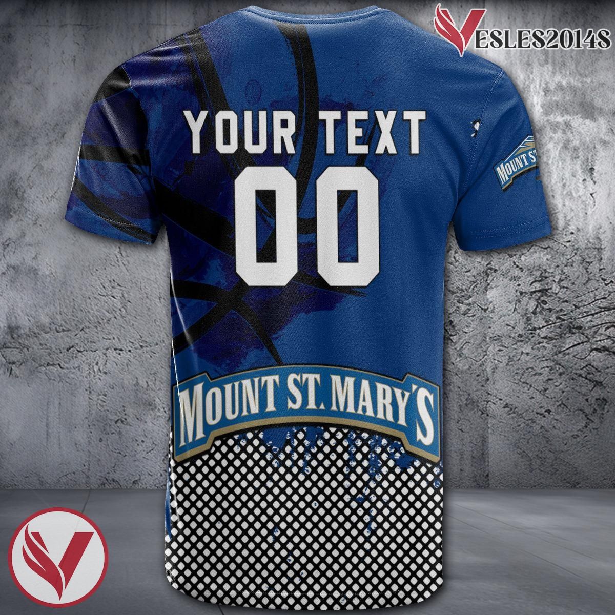 Mount St. Mary's Mountaineers Basketball Grunge Pattern Unique Personalized T Shirts - Vesles2014S 1