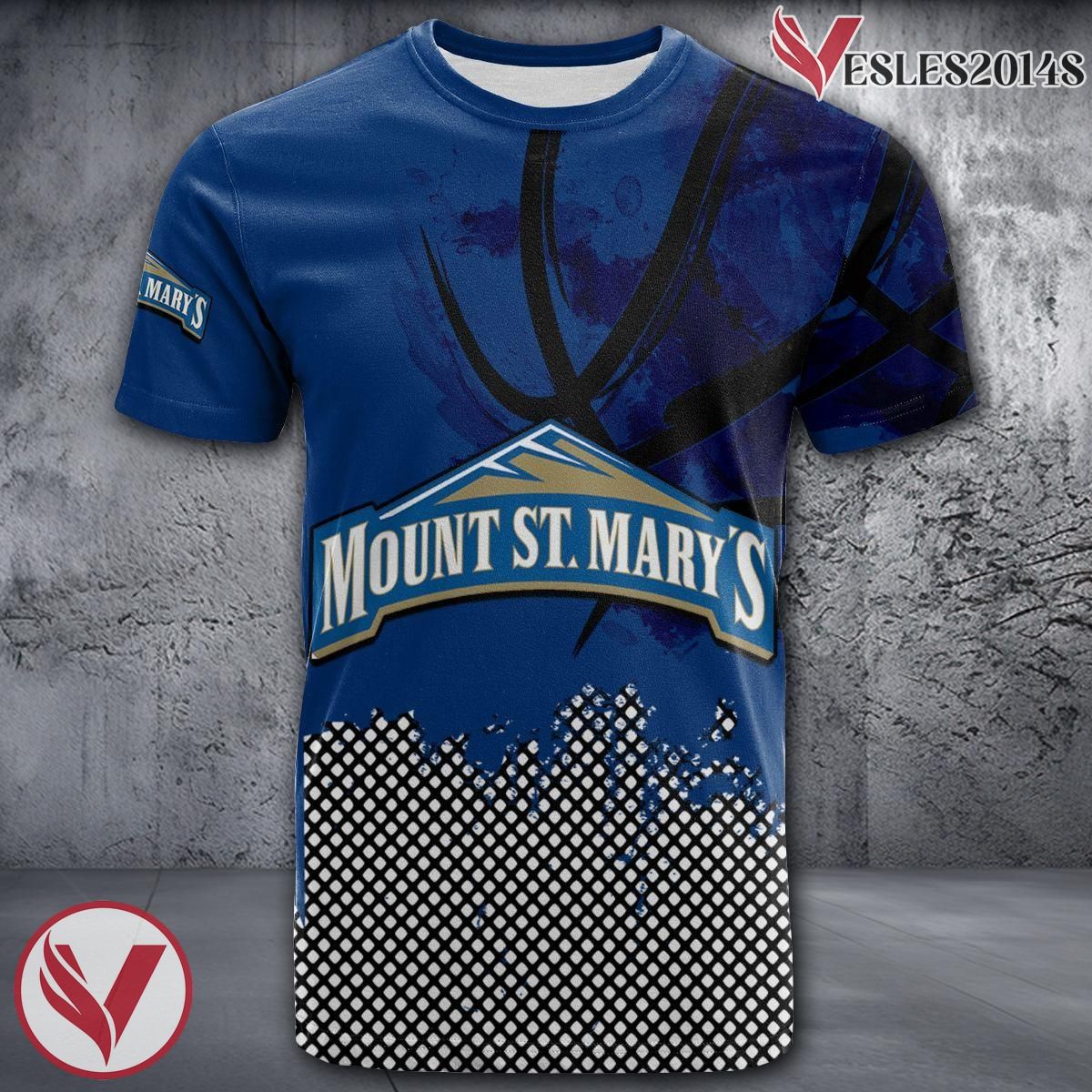 Mount St. Mary's Mountaineers Basketball Grunge Pattern Unique Personalized T Shirts - Vesles2014S