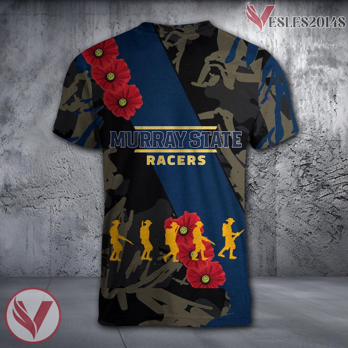 Murray State Racers NCAA With Red Poppy Flower 3D Shirt, Unique Gift For Fans - Vesles2014S 1