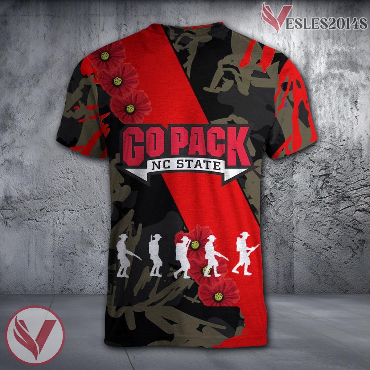 NC State Wolfpack NCAA With Red Poppy Flower 3D Shirt, Unique Gift For Fans - Vesles2014S 1
