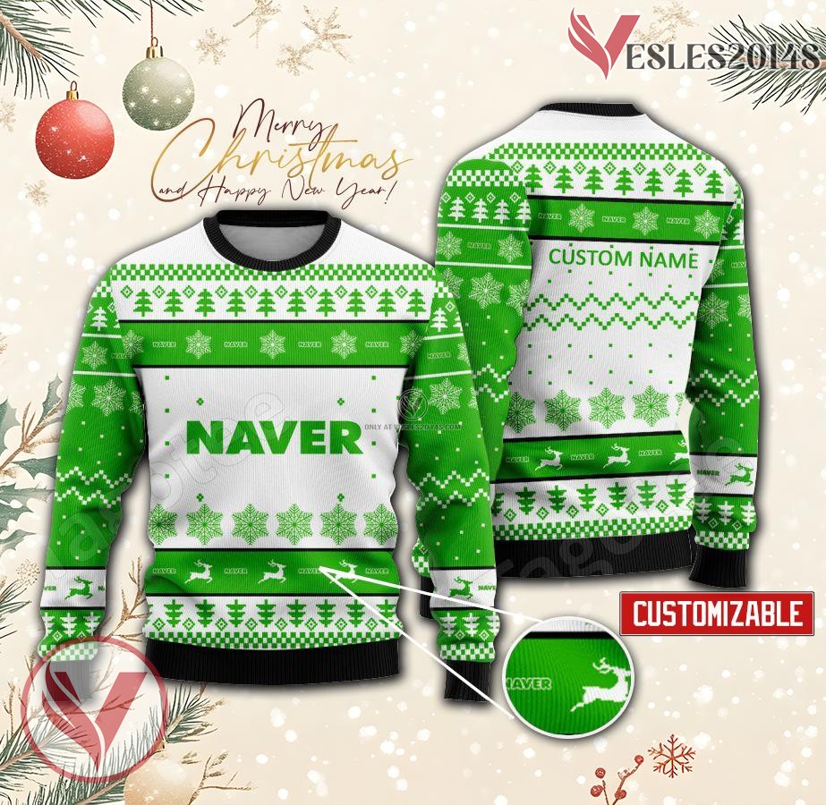 Naver Korea Logo Personalized Ugly Christmas Sweater, Unique Gift For Fans - Vesles2014s