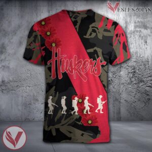 Nebraska Cornhuskers NCAA With Red Poppy Flower 3D Shirt, Unique Gift For Fans - Vesles2014S 1