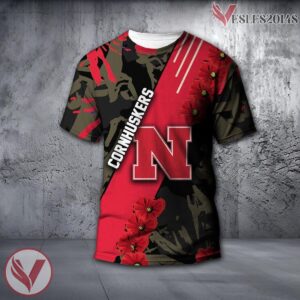 Nebraska Cornhuskers NCAA With Red Poppy Flower 3D Shirt, Unique Gift For Fans - Vesles2014S