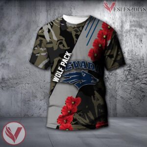 Nevada Wolf Pack NCAA With Red Poppy Flower 3D Shirt, Unique Gift For Fans - Vesles2014S