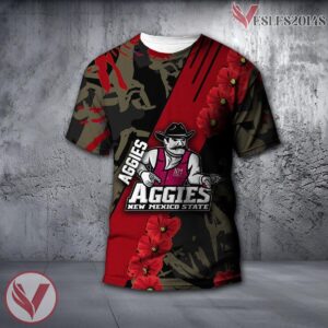 New Mexico State Aggies NCAA With Red Poppy Flower 3D Shirt, Unique Gift For Fans - Vesles2014S