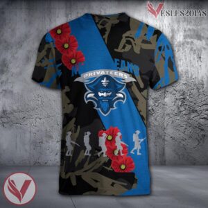New Orleans Privateers NCAA With Red Poppy Flower 3D Shirt, Unique Gift For Fans - Vesles2014S 1