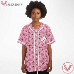 Nezuko Kimono Pattern Techno Slayer Pink Jersey - Vesles2014s 2