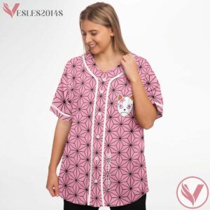 Nezuko Kimono Pattern Techno Slayer Pink Jersey - Vesles2014s 3