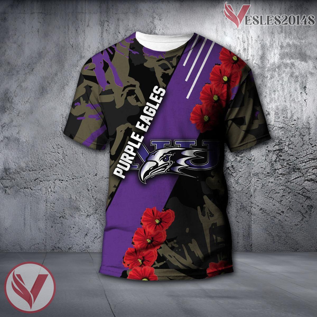 Niagara Purple Eagles NCAA With Red Poppy Flower 3D Shirt, Unique Gift For Fans - Vesles2014S