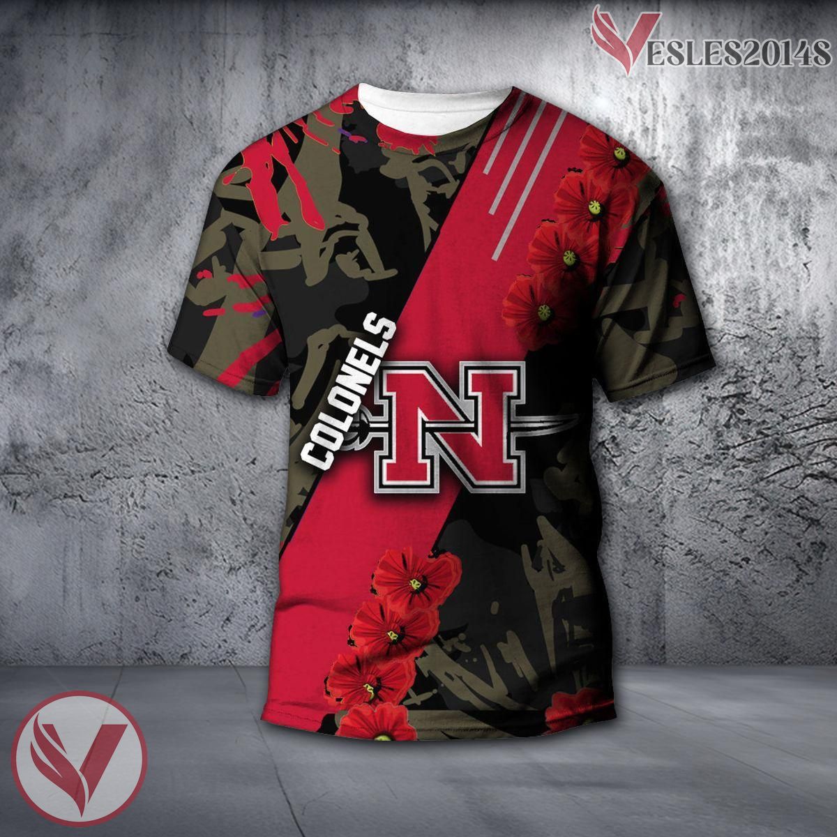 Nicholls State Colonels NCAA With Red Poppy Flower 3D Shirt, Unique Gift For Fans - Vesles2014S