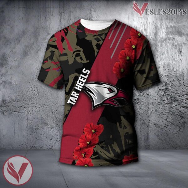 North Carolina Tar Heels NCAA With Red Poppy Flower 3D Shirt, Unique Gift For Fans - Vesles2014S