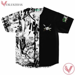 One Piece Manga Style Black And White Split Jersey - Vesles2014s