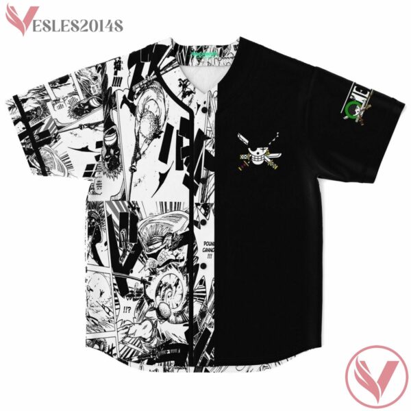 One Piece Manga Style Black And White Split Jersey - Vesles2014s