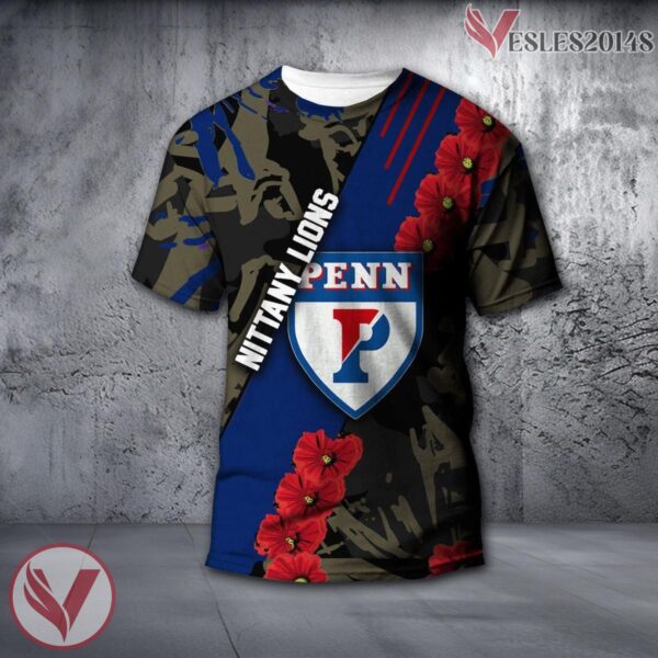 Penn State Nittany Lions NCAA With Red Poppy Flower 3D Shirt, Unique Gift For Fans - Vesles2014S