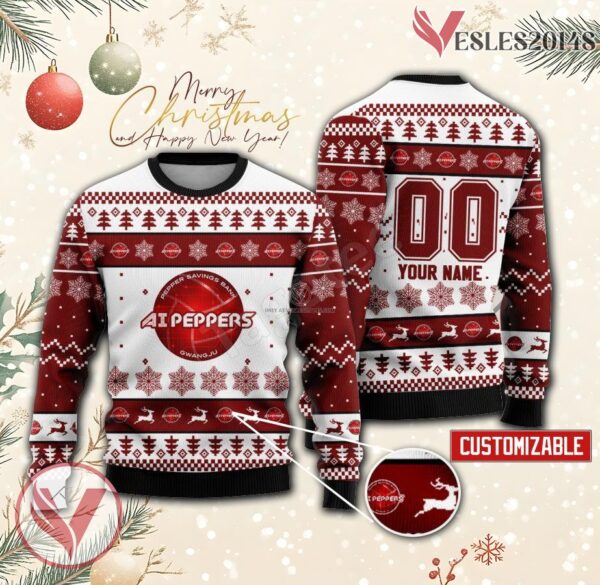 Pepper Savings Bank Women Volleyball Custom Ugly Christmas Sweater, Unique Gift For Fans - Vesles2014s