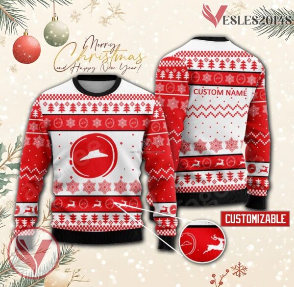 Pizza Hut Personalized Logo Ugly Christmas Sweater, Unique Gift For Fans - Vesles2014s