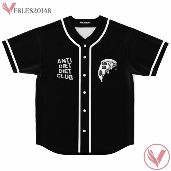 Pizza Slice Anti Diet Club Black Plain Baseball Jersey - Vesles2014s 1