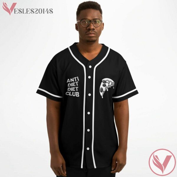 Pizza Slice Anti Diet Club Black Plain Baseball Jersey - Vesles2014s 2
