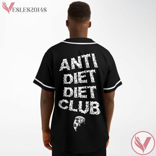 Pizza Slice Anti Diet Club Black Plain Baseball Jersey - Vesles2014s 3