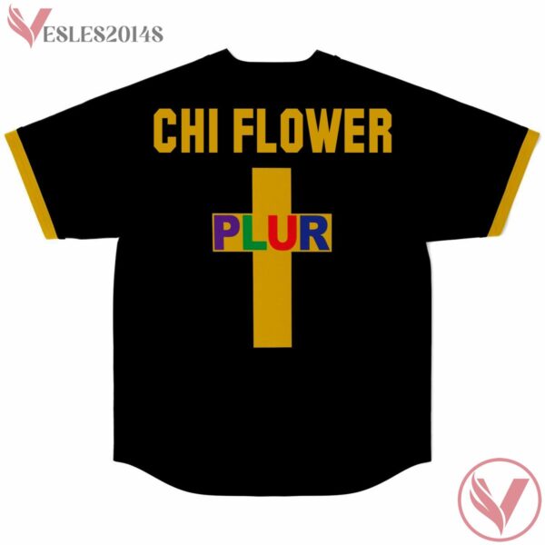 Plurgy Chi Flower Black Baseball Jersey For EDM Festivals - Vesles2014s 1