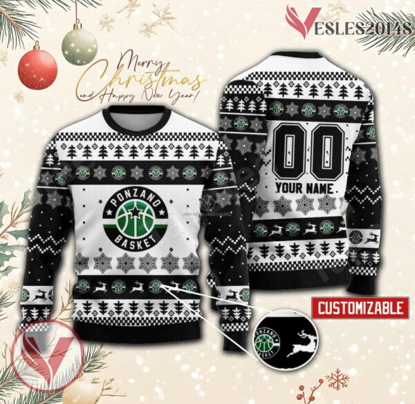 Ponzano Women Basketball Custom Ugly Christmas Sweater, Unique Gift For Fans - Vesles2014s