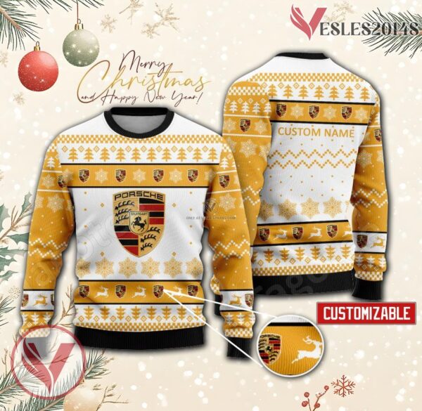 Porsche Logo Personalized Ugly Christmas Sweater, Unique Gift For Fans - Vesles2014s