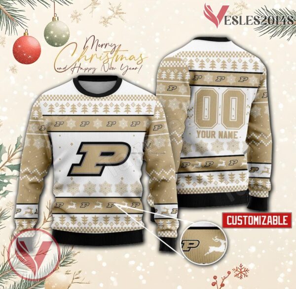 Purdue College Rugby Custom Ugly Christmas Sweater, Unique Gift For Fans - Vesles2014s