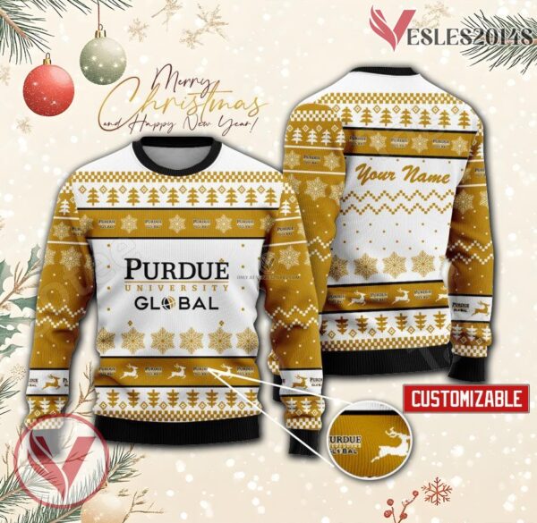 Purdue University Global Custom Ugly Christmas Sweater, Unique Gift For Fans - Vesles2014s