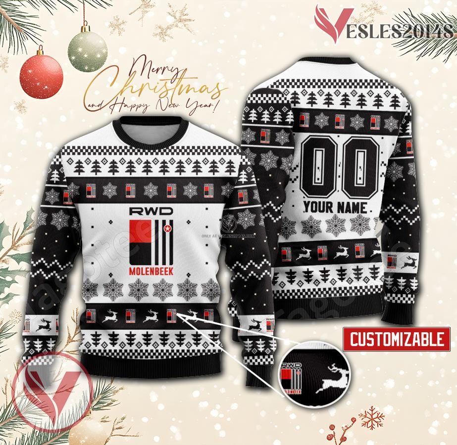 R.W.D.M. Brussels F.C. Custom Ugly Christmas Sweater, Unique Gift For Fans - Vesles2014s