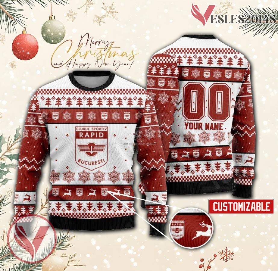 Rapid Bucuresti Custom Ugly Christmas Sweater, Unique Gift For Fans - Vesles2014s