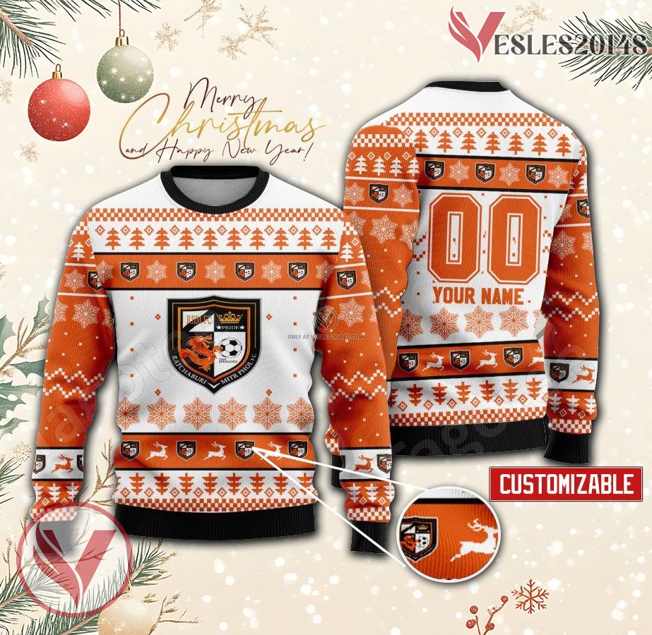 Ratchaburi FC Custom Ugly Christmas Sweater, Unique Gift For Fans - Vesles2014s