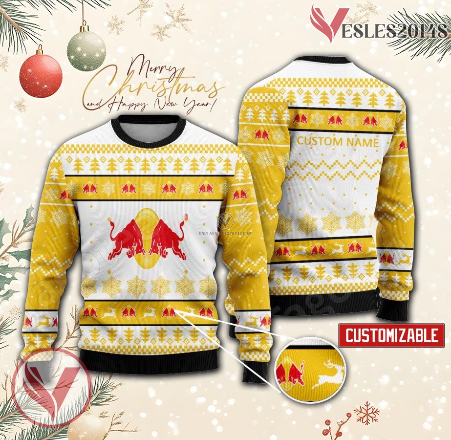 Red Bull Logo Personalized Ugly Christmas Sweater, Unique Gift For Fans - Vesles2014s