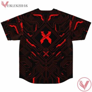 Red Cyberpunk Hud Baseball Jersey - Vesles2014s 1
