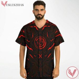 Red Cyberpunk Hud Baseball Jersey - Vesles2014s 2