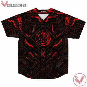 Red Cyberpunk Hud Baseball Jersey - Vesles2014s