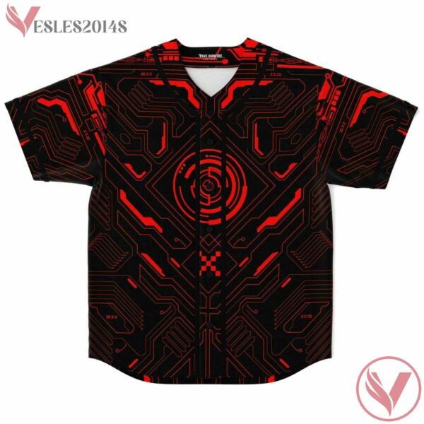 Red Cyberpunk Hud Baseball Jersey - Vesles2014s