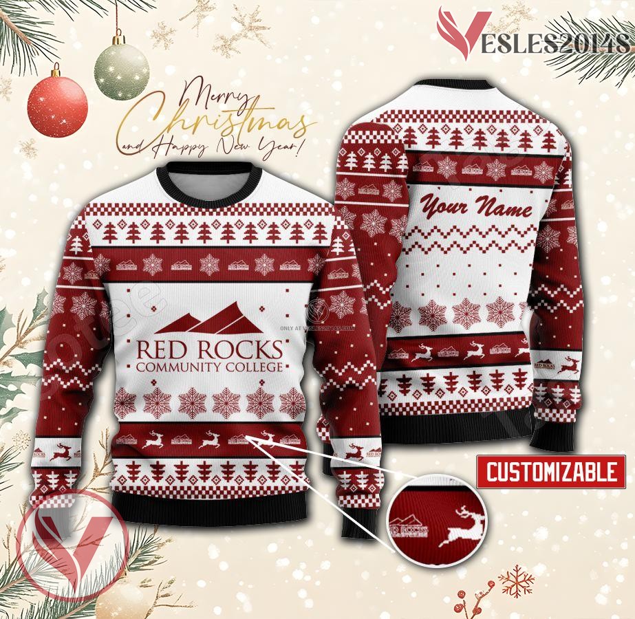 Red Rocks Community College Custom Ugly Christmas Sweater, Unique Gift For Fans - Vesles2014s