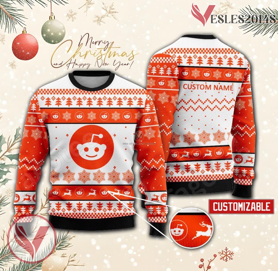 Reddit Logo Personalized Ugly Christmas Sweater, Unique Gift For Fans - Vesles2014s