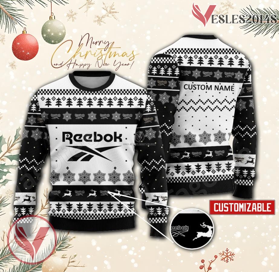 Reebook Logo Personalized Ugly Christmas Sweater, Unique Gift For Fans - Vesles2014s