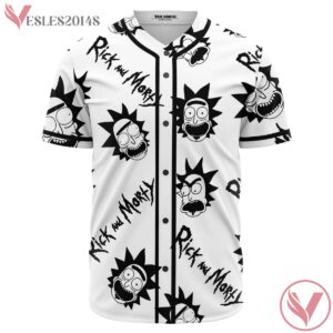 Rick & Morty Black And White Baseball Jersey, Rave Bonfire Collection 2024 - Vesles2014s