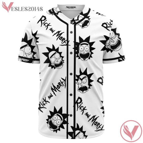 Rick & Morty Black And White Baseball Jersey, Rave Bonfire Collection 2024 - Vesles2014s