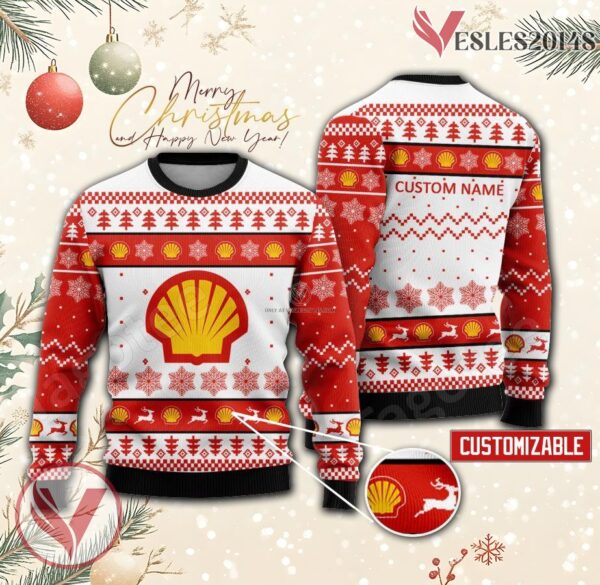 Royal Dutch Shell Logo Personalized Ugly Christmas Sweater, Unique Gift For Fans - Vesles2014s